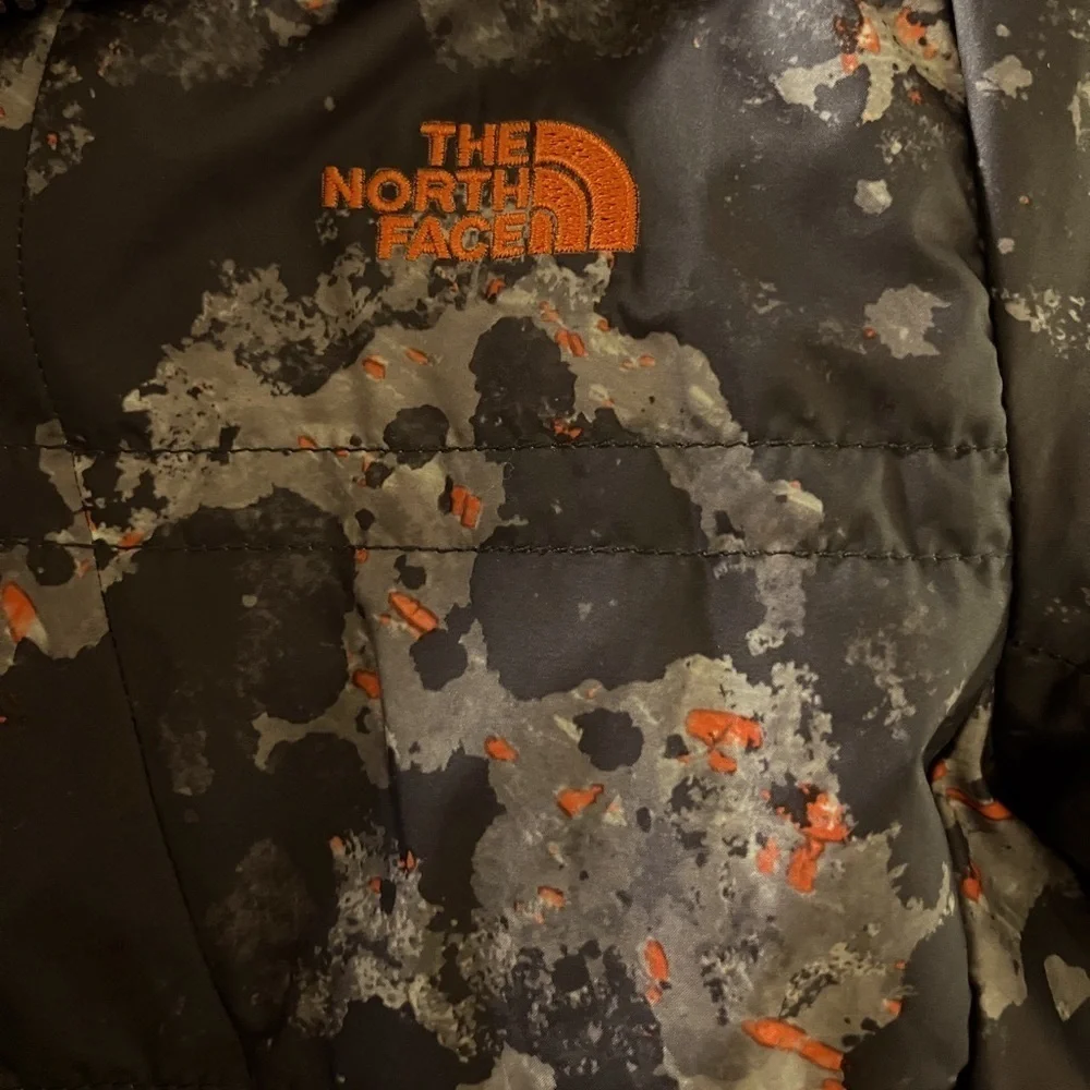 The North Face Brown/ Orange Camo Puffer Jacket Coat